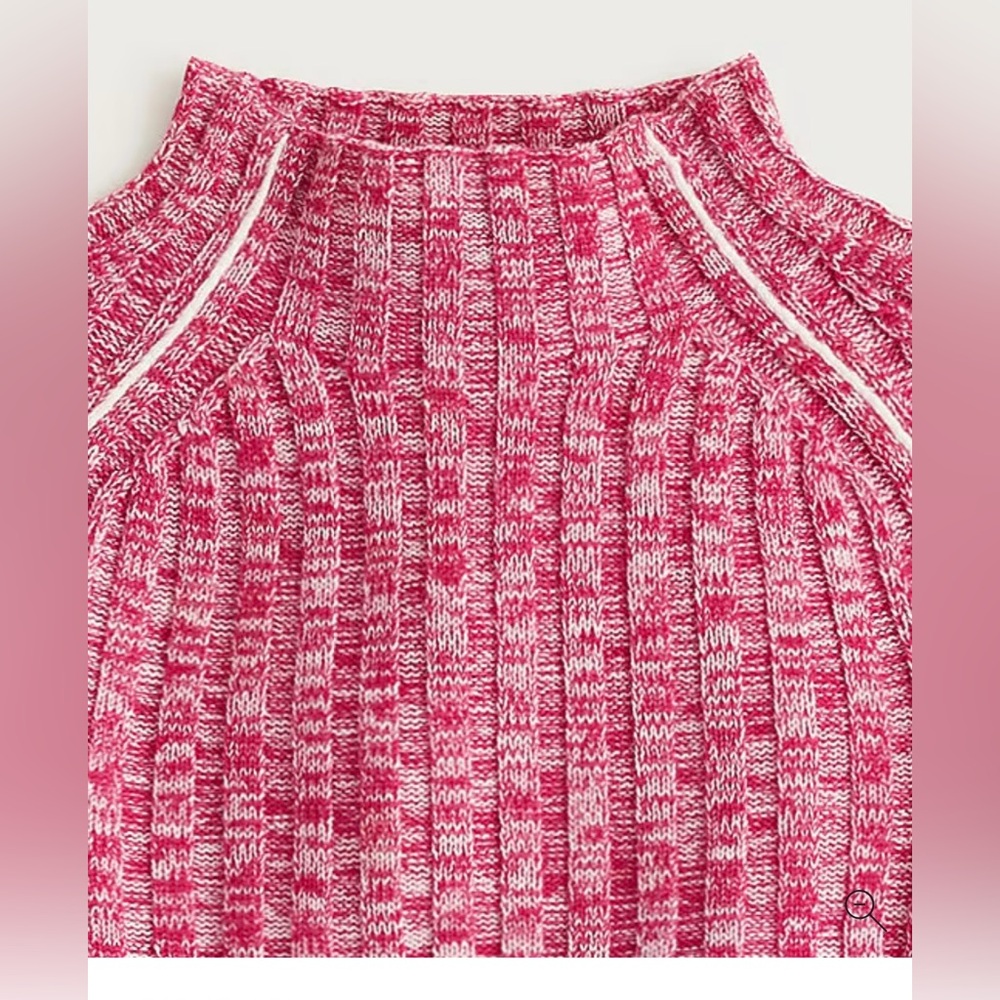 NWT J. Crew Wide-rib mockneck sweater in marled merino wool - Berry Marl - Picture 2 of 3